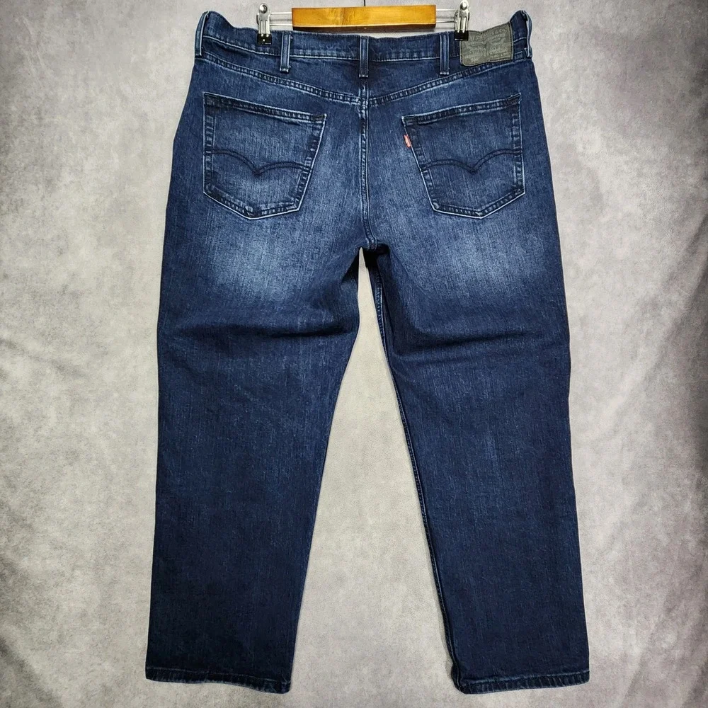 Levis 550 Relaxed Fit Mens Jeans 40x30 Dark Indigo Blue Stretch Denim